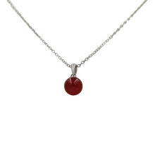 Load image into Gallery viewer, Simple Carnelian bead pendant presented on a sterling Silver Link Chain
