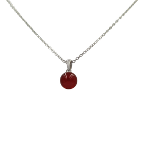 Simple Carnelian bead pendant presented on a sterling Silver Link Chain