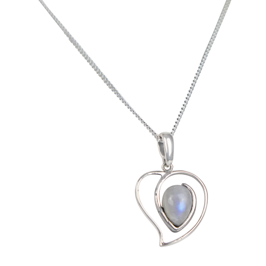 Moonstone heart pendant