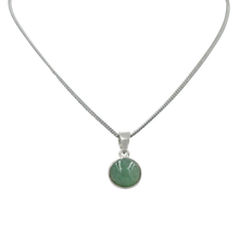 Load image into Gallery viewer, Sterling Silver simple Round pendant with a half sphere cabochon Aventurine Stone
