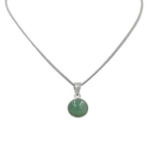 Sterling Silver simple Round pendant with a half sphere cabochon Aventurine Stone