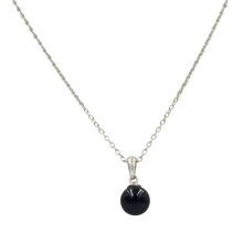 Load image into Gallery viewer, Simple Black Onyx bead pendant presented on a sterling Silver Link Chain
