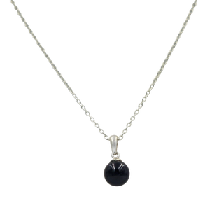 Simple Black Onyx bead pendant presented on a sterling Silver Link Chain