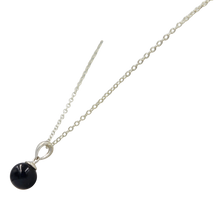 Load image into Gallery viewer, Simple Black Onyx bead pendant presented on a sterling Silver Link Chain
