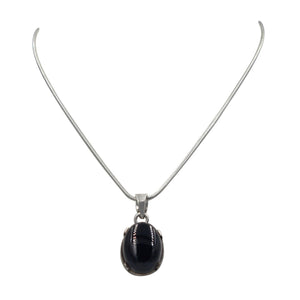 Sterling silver snake chain and pendant with Black Onyx 