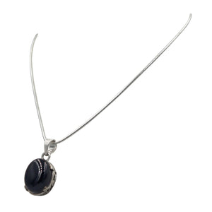 Sterling silver snake chain and pendant with Black Onyx