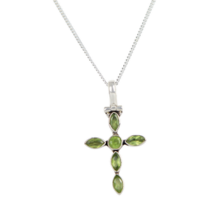 Amethyst Cross pendant presented on Sterling silver Magnet Click Chain