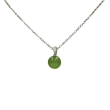 Load image into Gallery viewer, Simple Aventurine bead pendant presented on a sterling Silver Link Chain

