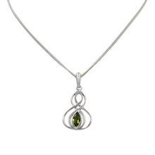 Load image into Gallery viewer, Double Infinity Pendant with a faceted Peridot

