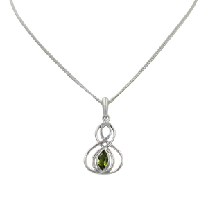 Double Infinity Pendant with a faceted Peridot