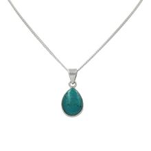 Load image into Gallery viewer, Beautiful large teardrop cabochon Turquoise pendant set on a deep bezel setting
