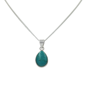 Beautiful large teardrop cabochon Turquoise pendant set on a deep bezel setting