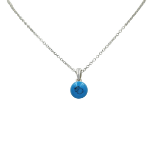 Simple Turquoise bead pendant presented on a sterling Silver Link Chain