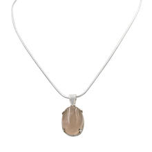 Load image into Gallery viewer, Sterling silver snake chain and pendant with Rose Quartz 
