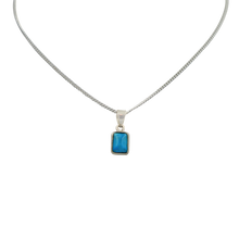 Load image into Gallery viewer, A simple and dainty gem-set square pendant presented on a sterling Silver chain
