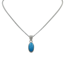Load image into Gallery viewer, Sterling Silver Pendant with a Lozenge shape Turquoise Cabochon gemstone
