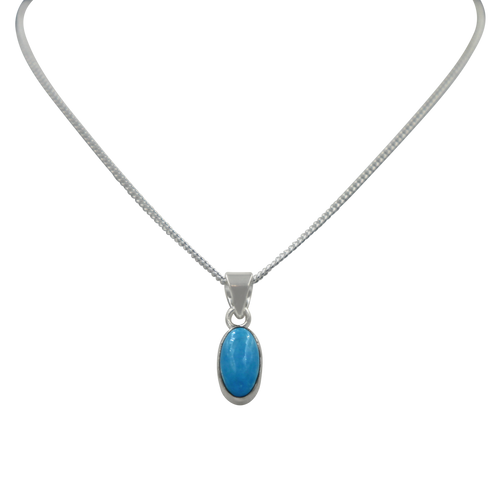 Sterling Silver Pendant with a Lozenge shape Turquoise Cabochon gemstone