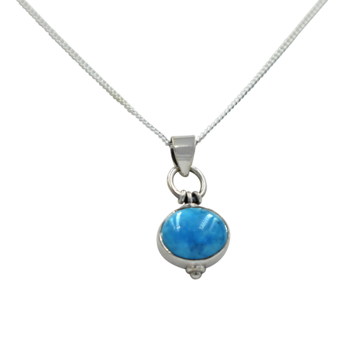 Oval Shaped simple but elegant pendant with a cabochon Turquoise stone