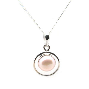 Round Sterling Silver Pendent with a Cbuchone gemstone