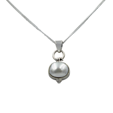 Load image into Gallery viewer, Oval Shaped simple but elegant pendant with a cabochon Pearl

