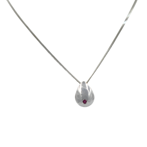 Teardrop Pendant with  a faceted Ruby