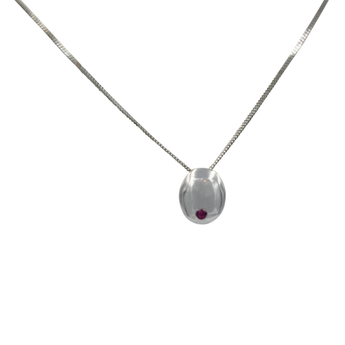 Sundari oval ruby and silver pendant