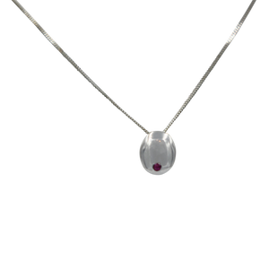 Sundari oval ruby and silver pendant