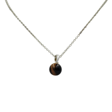Load image into Gallery viewer, Simple Tigers Eye bead pendant presented on a sterling Silver Link Chain
