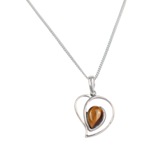 Load image into Gallery viewer, Tigers eye heart pendant
