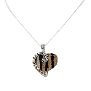 Stunning Large Sterling Silver Heart Pendant with  a Natural Seashell