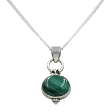 Load image into Gallery viewer, Oval Shaped simple but elegant pendant with a cabochon Malachite stone
