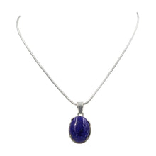 Load image into Gallery viewer, Sterling silver snake chain and pendant with Lapis Lazuili
