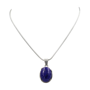 Sterling silver snake chain and pendant with Lapis Lazuili