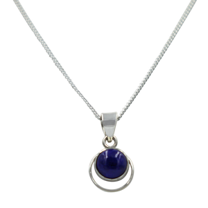 Round Sterling Silver Pendent with a Lapis Lazuli Cabochon gemstone
