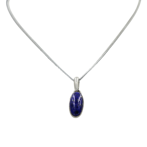 Sterling Silver Pendant with a Lozenge shape Lapis Lazuli  Cabochon gemstone