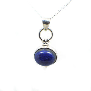 Ovel Shaped simple but elegant pendant with a cabochon Lapis Lazuli