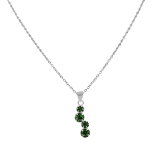 Sundari four round stone in Green Zirconia silver pendant.