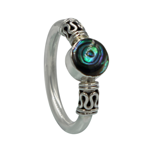 Another Sundari classic chunky wire solid sterling silver ring with a beautiful natural Abalone head.