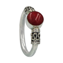 Load image into Gallery viewer, Another Sundari classic chunky wire solid sterling silver ring with a beautiful natural Coral head.
