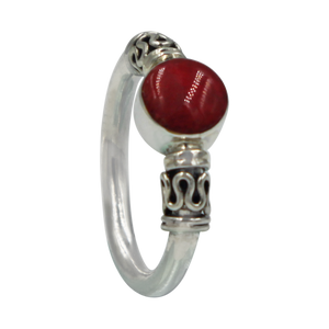 Another Sundari classic chunky wire solid sterling silver ring with a beautiful natural Coral head.
