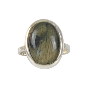 Handcrafted  Sterling Silver ring with a big oval shape Labradorite stone. 