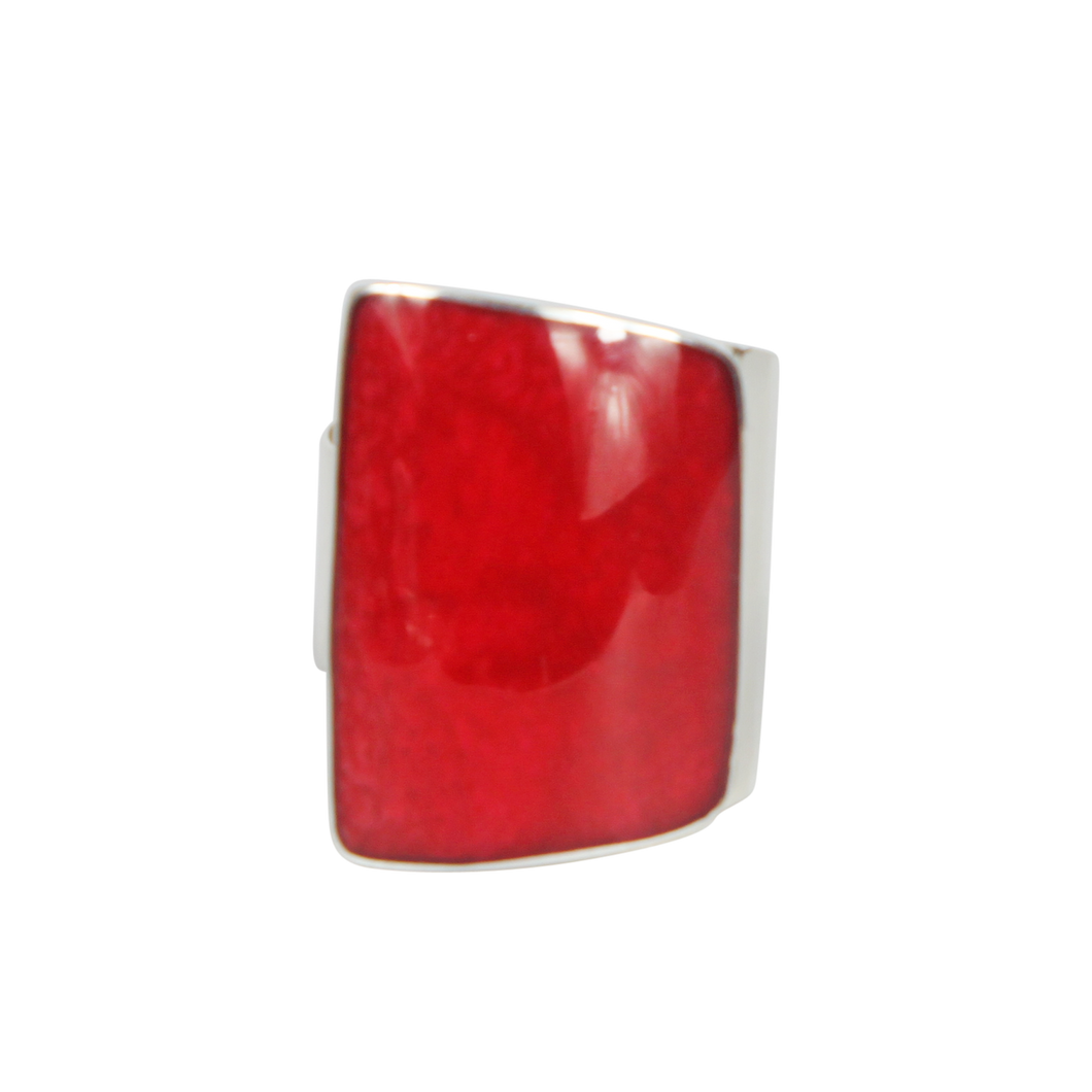 Statement misshapen rectangle ring with sterling silver
