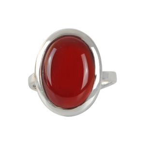 Handcrafted  Sterling Silver ring with a big oval shape Carnelian stone. 