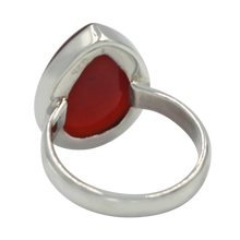 Load image into Gallery viewer, Handcrafted  Sterling Silver ring with a big teardrop shape Carnelian stone. 
