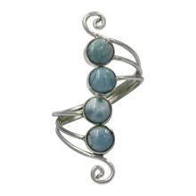 Load image into Gallery viewer, Unique Sundari design of a simple Swirl Ring with Larima stones.
