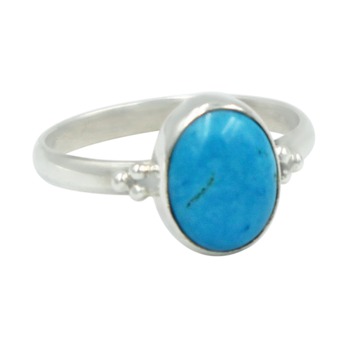 A simple and slightly ethnic ring with a large oval Turquoise which can be used for everyday wearing