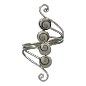 Unique Sundari design of a simple Swirl Ring with natural shivas Eye Shell