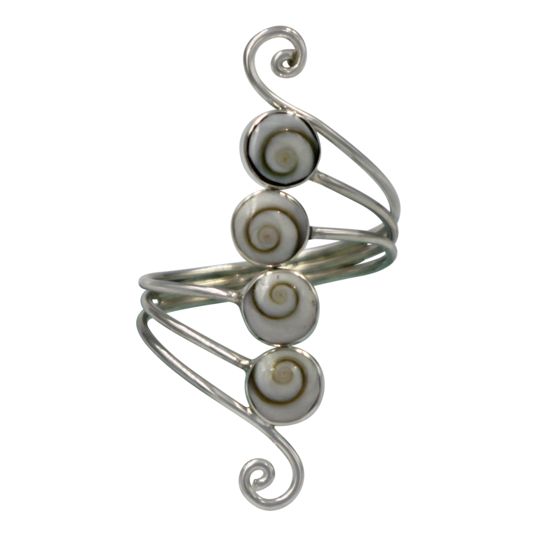 Unique Sundari design of a simple Swirl Ring with natural shivas Eye Shell