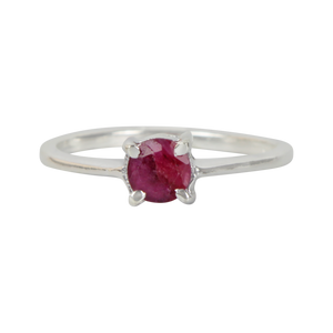 A simple and elegant sterling silver Ruby ring