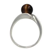Load image into Gallery viewer, Sundari bead tigers eye high polished sterling silver ring
